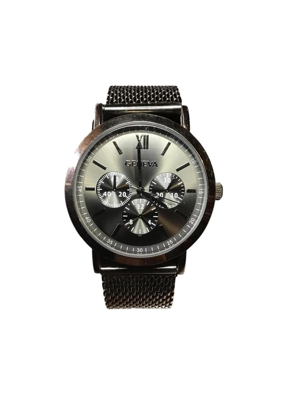 Geneva Chronograph Black Stainless Steel Watch